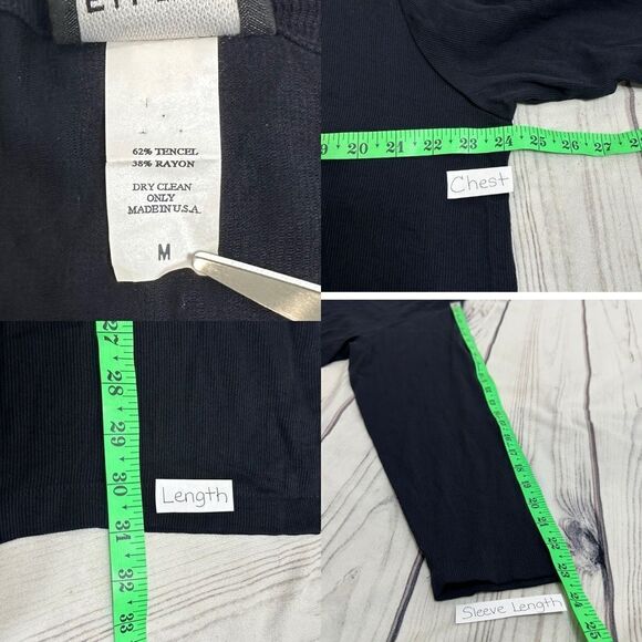 Eileen Fisher Boxy Black Ribbed Casual Cardigan Women Sz Medium Lagenlook USA - Picture 7 of 12